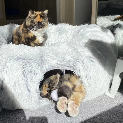 Plush Cat Donut Tunnel Bed