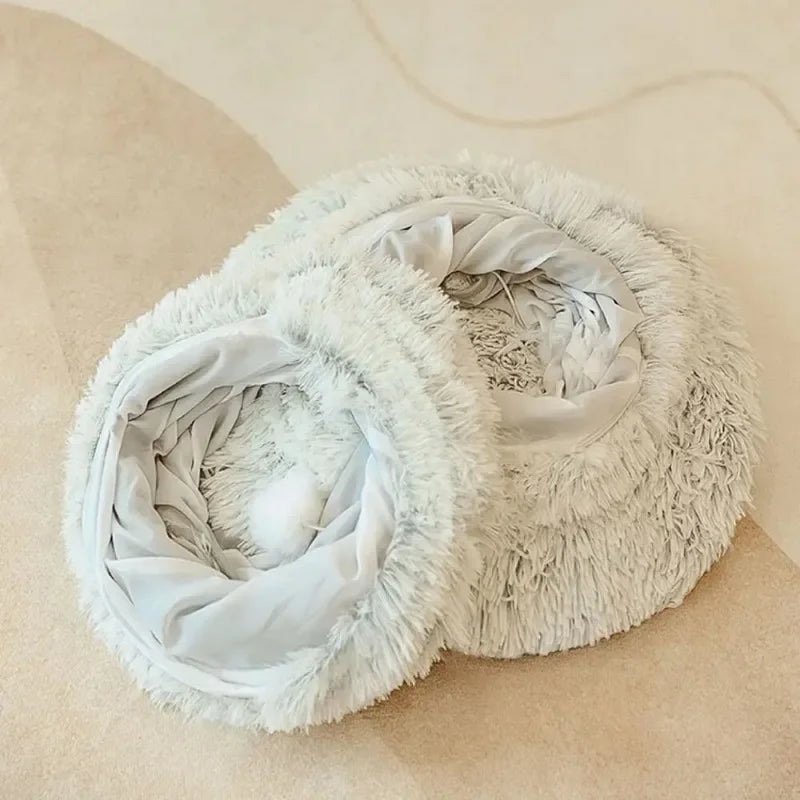 Plush Cat Donut Tunnel Bed