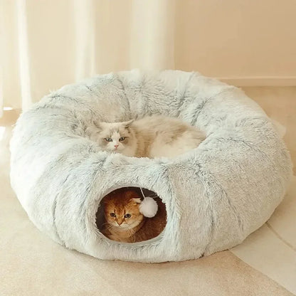 Plush Cat Donut Tunnel Bed