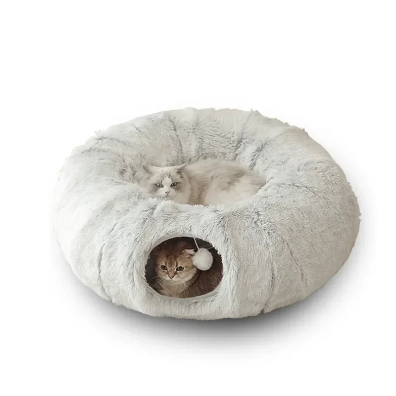 Plush Cat Donut Tunnel Bed