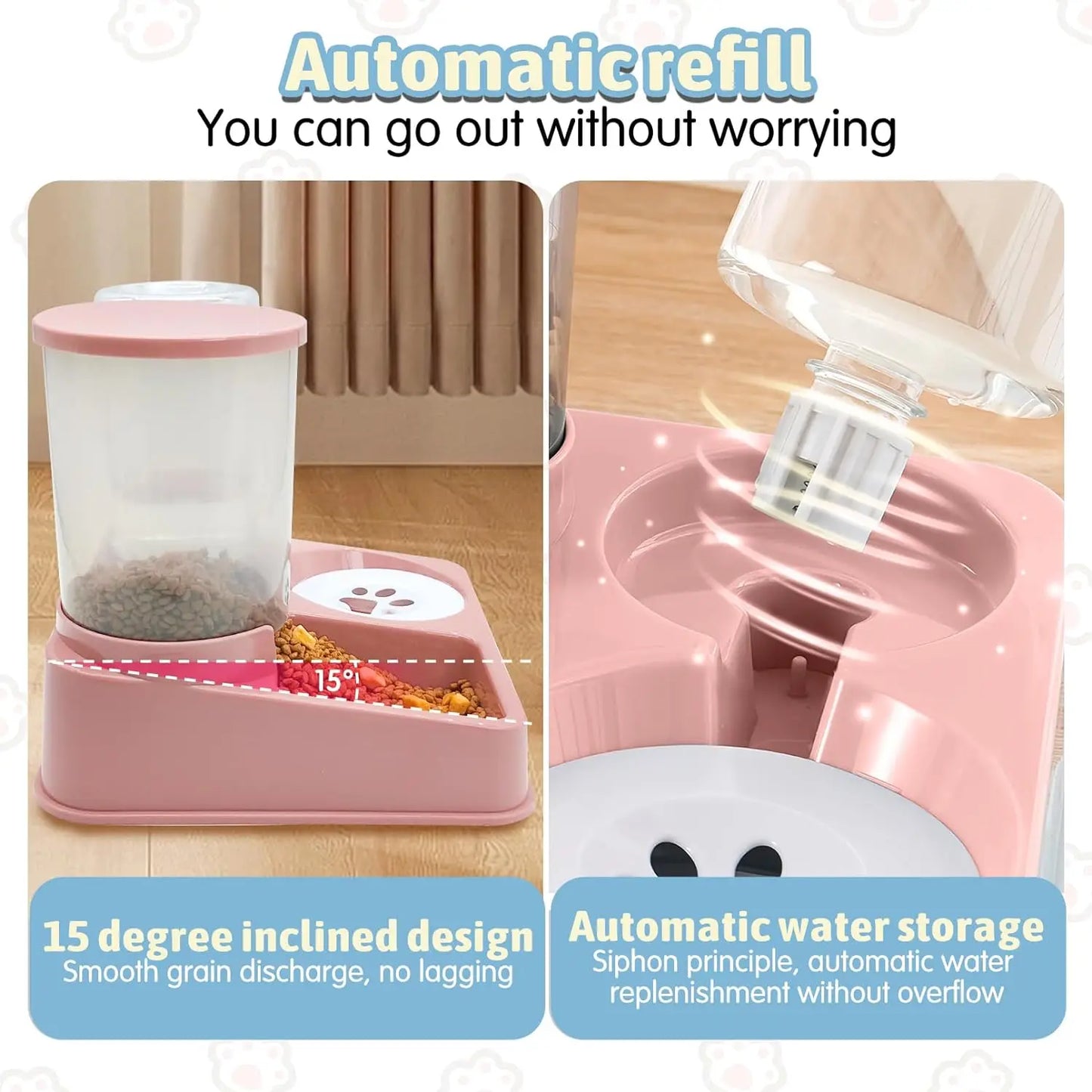 Automatic Cat Feeder + Water Dispenser Set, 2 In 1!