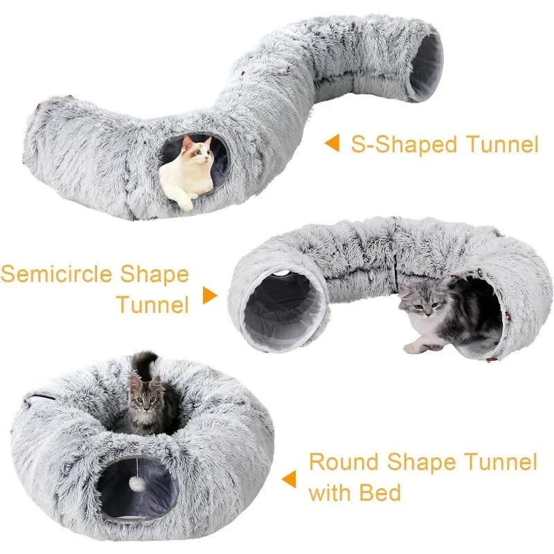 Plush Cat Donut Tunnel Bed