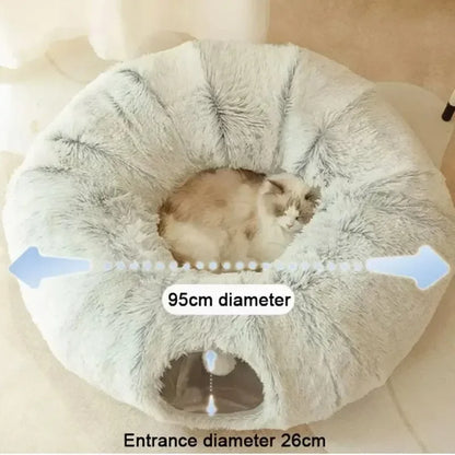 Plush Cat Donut Tunnel Bed