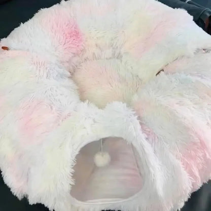 Plush Cat Donut Tunnel Bed